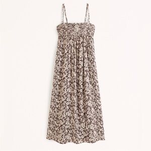 A&F Abercrombie brown floral textured maxi dress M